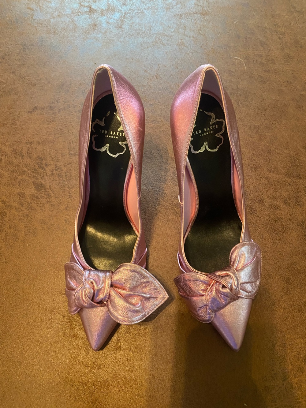 Ted Baker Metallic Rose Bow Pointed-Toe Pumps - Picture 5 of 9